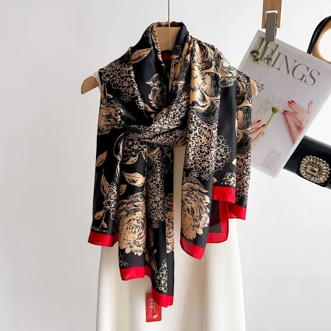 Spring Scarf Women's Luxury Design Scarf Silk Smooth Scarf Soft Muslim Headband Shawl Beach 85x180cm - AMULET RING STORE