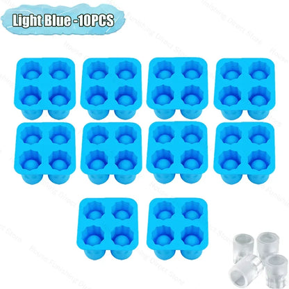 4Cup Shape Silicone Ice Cube Mold Tray for Summer Bar Party DIY Cold Drinks Kitchen Essential Ice Cup Maker Compartment Mold - AMULET RING STORE