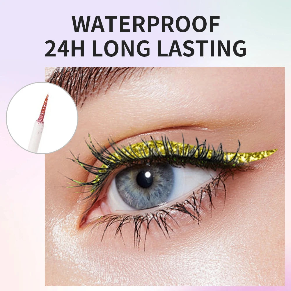 Glitter Eyeliner Vibrant Waterproof Long-Lasting for Flawless Eye Makeup Diamond Shiny Silver Rose Gold Eyeliner Beauty Cosmetic - AMULET RING STORE