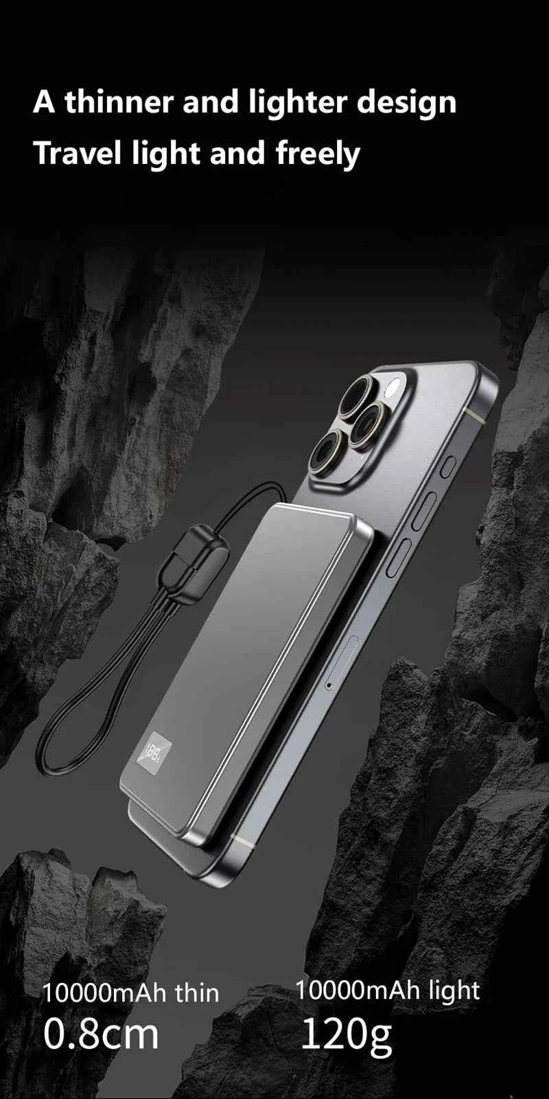 VIVO 50000mAh Portable Magnetic Wireless Power Bank PD22.5W Fast Charging External Battery for Magsafe For iPhone Samsung Xiaomi