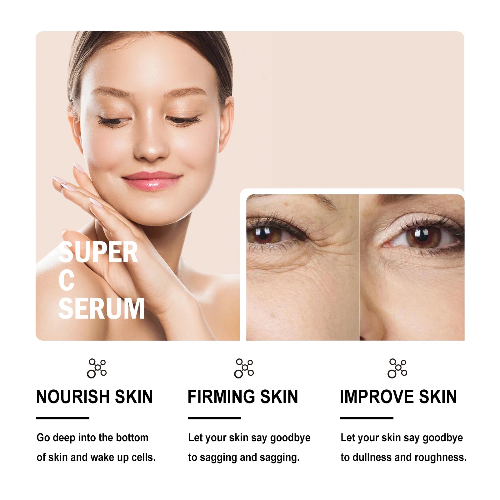 Vitamin C Serum For Face Dark Spot Removal Niacinamide Moisturizing Brightning Shrink Pores Essence Beauty Firming Skincare 109g - AMULET RING STORE