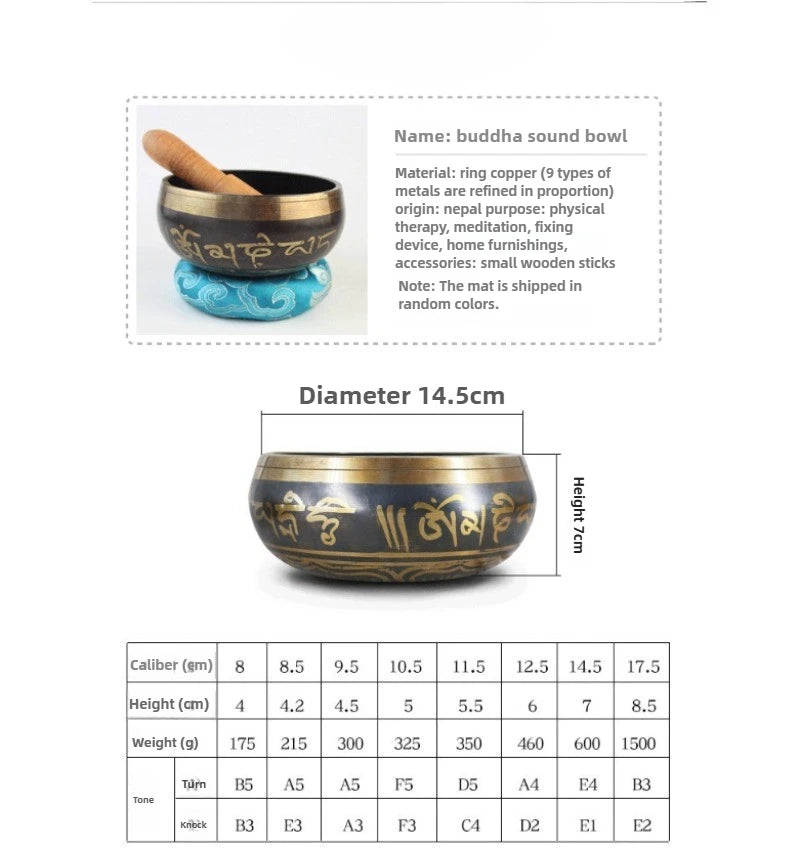Nepal Singing Bowl Healing Yoga Meditation Portbale Tibetan Singing Bowls Sound Therapy Musical Percussion Instruments - AMULET RING STORE