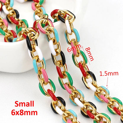 No Fade 1Meter Stainless Steel Gold Plated Embossed Link Chains DIY Women Men Necklaces Bracelets Jewelry Making Bags Chain Bulk - AMULET RING STORE