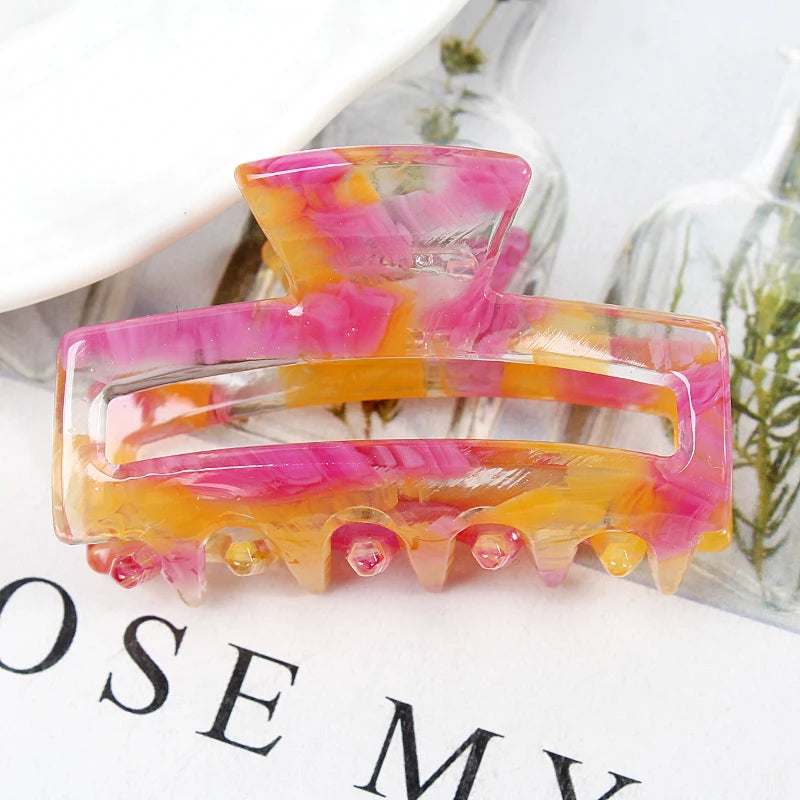Mini Women's Hair Clips Colorful Geometric Hollow Crab Claw Clip Acetate Leopard Print Fashion Girls Hairpin Hair Accessories - AMULET RING STORE