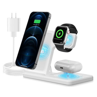 Magnetic Wireless Charger Fast 18W Adapter QC3.0 Certified Foldable Sleep-Friendly iPhone11-15 XS 8 Plus Samsung Galaxy iWatch
