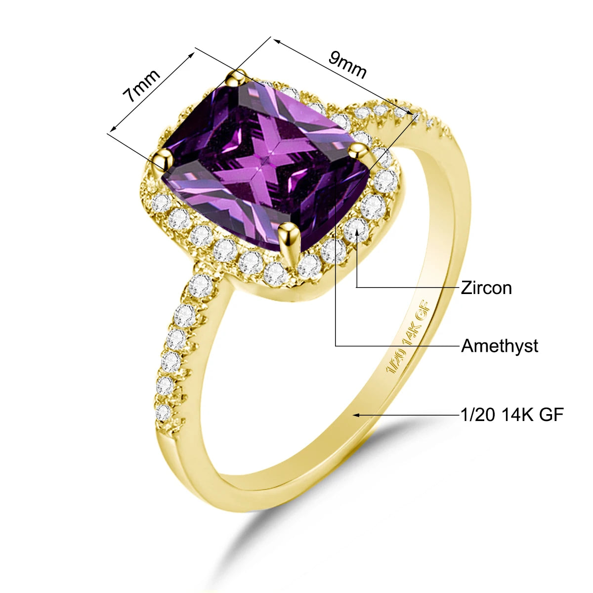 Solid 14K Gold Filled Aquamarine Ring for Women Retro Halo Design Gemstone Ring for Party Mother's Day Gifts Vintage Jewellery