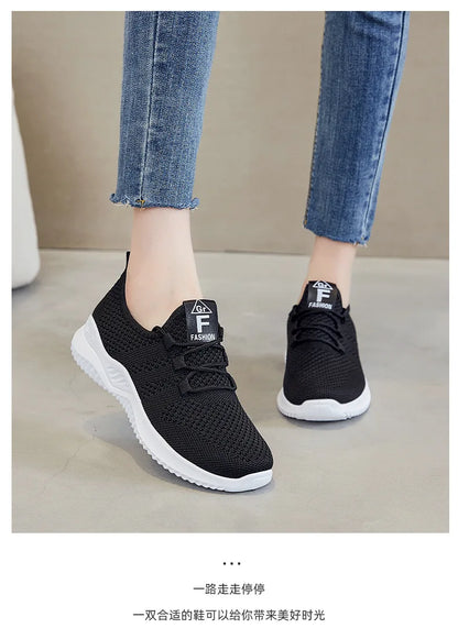 Women's shoes 2025 mesh breathable comfortable sports shoes soft sole lightweight fashion casual shoes - AMULET RING STORE