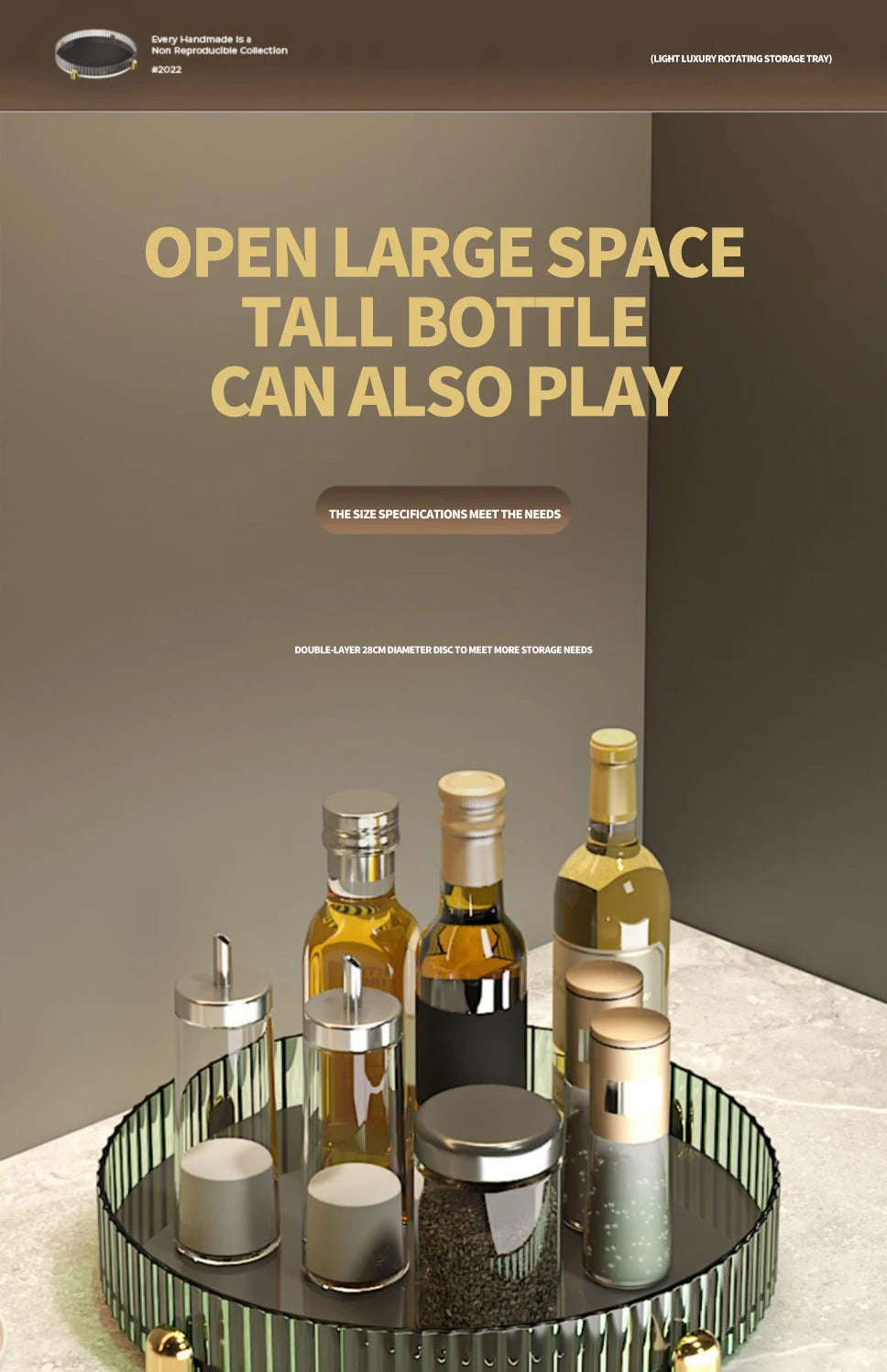 Kitchen Spice Rack Double Layer 360° Rotating Seasoning Holder Large Capacity Shelf Snacks Cosmetics Office Bathroom Storage - AMULET RING STORE