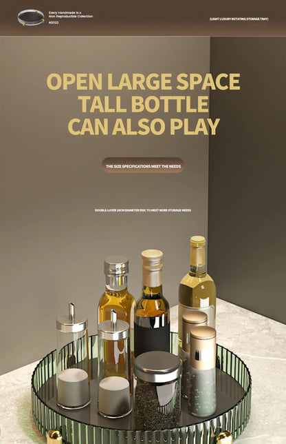 Kitchen Spice Rack Double Layer 360° Rotating Seasoning Holder Large Capacity Shelf Snacks Cosmetics Office Bathroom Storage - AMULET RING STORE