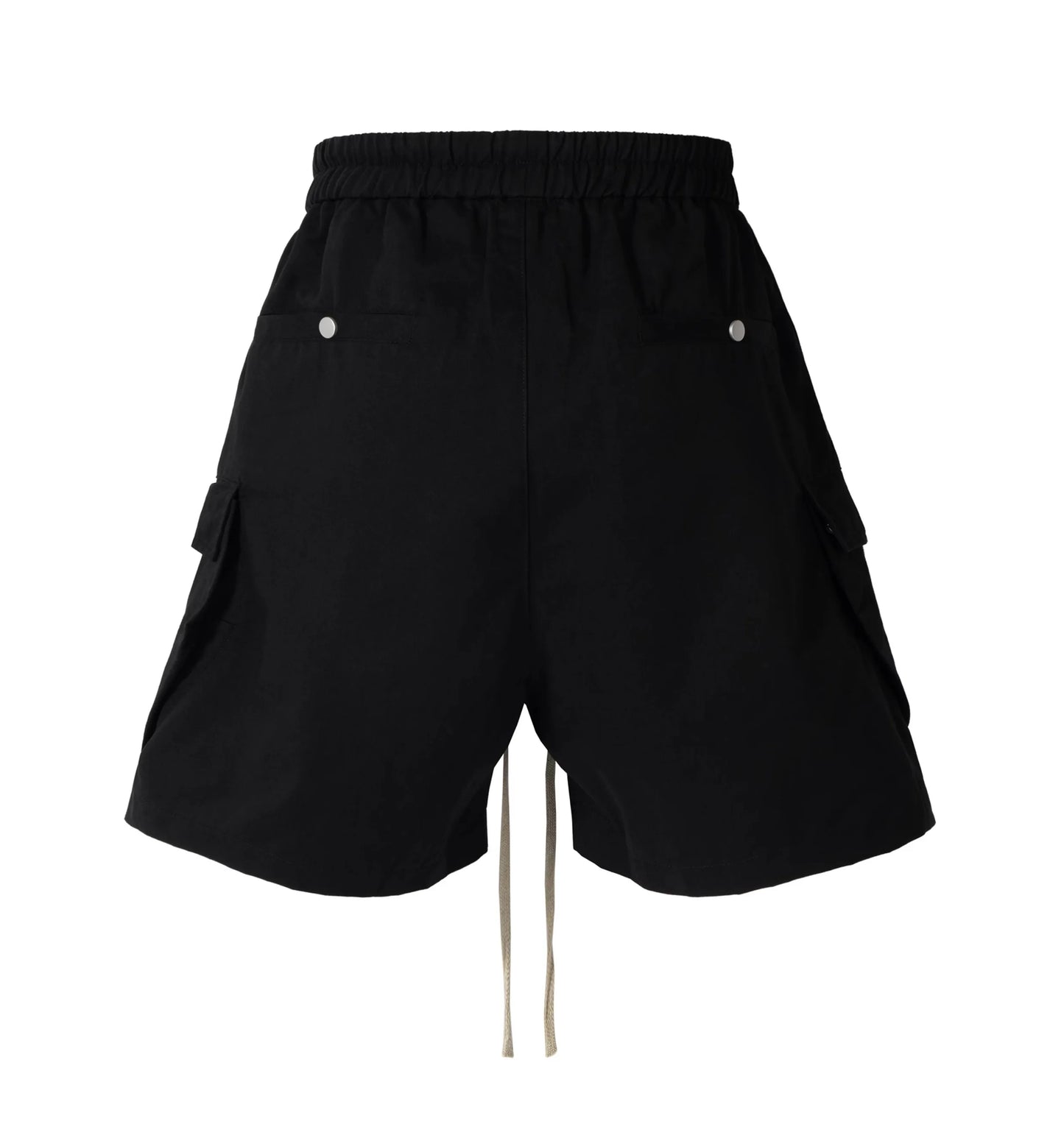 Mauroicardi Spring Summer Cool Handsome Hard Black Cargo Shorts for Men High Waist Drawstring Short Straight Pants Clothes 2025