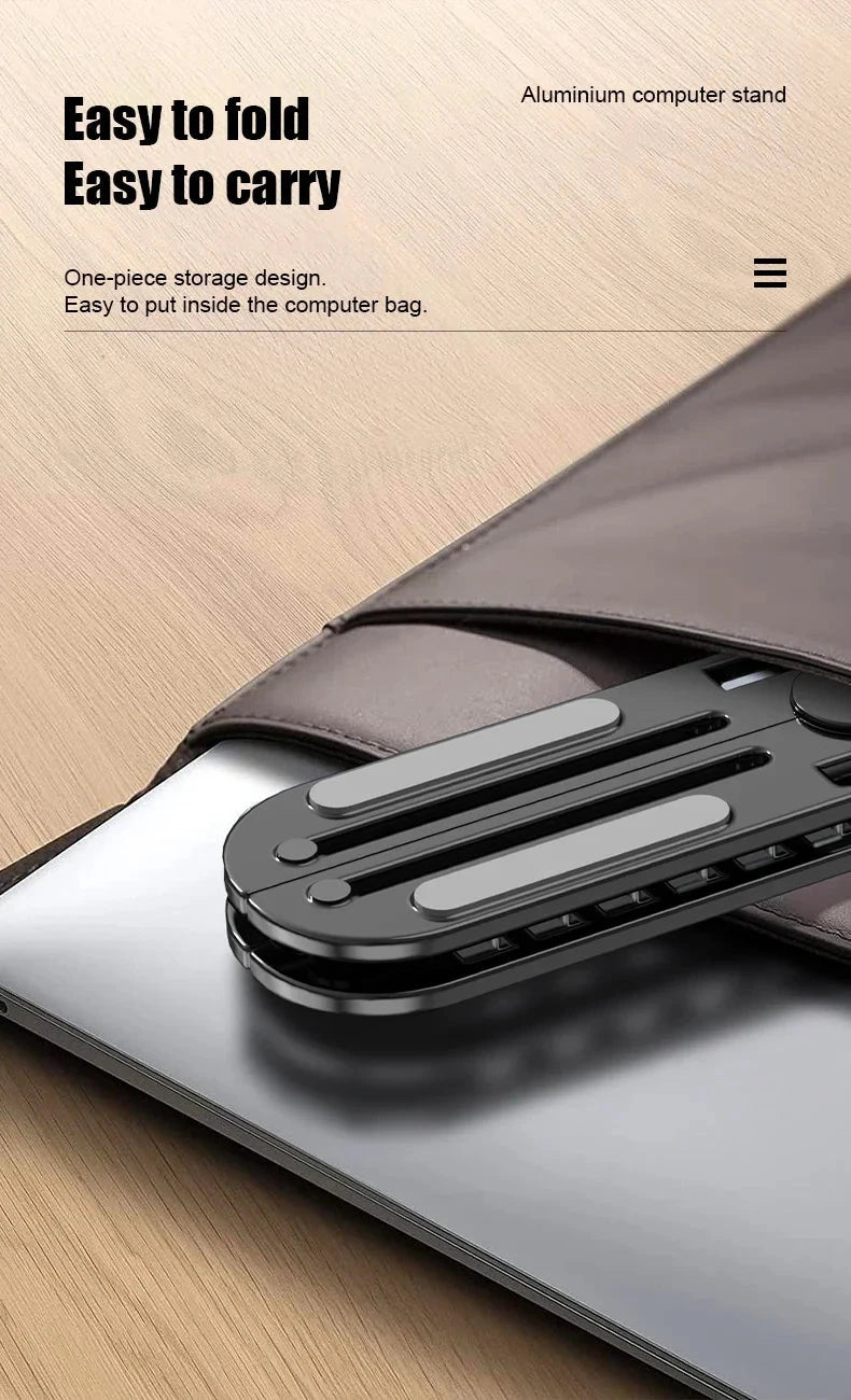 Aluminum Alloy Laptop Holder Stand Adjustable Foldable Portable for Notebook Computer Bracket Lifting Cooling Holder Non-slip - AMULET RING STORE