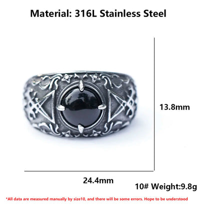 2022 NEW Men's 316L stainless-steel rings Vintage Lucifer Satan Punk Rock Personality Religion Jewelry Gift free shipping