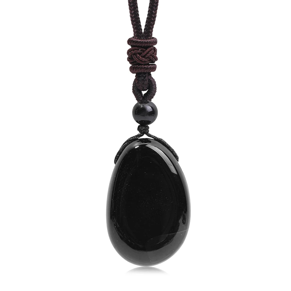 Casual Simple Natural Water Droplet Pendant Necklace Amethyst Opal Obsidian Red Agate Pendant Adjustable Cord Chain Necklace