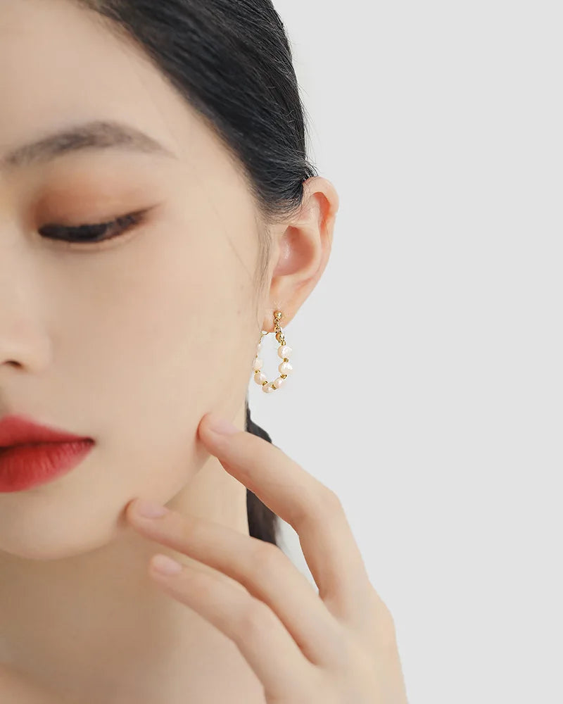 Personality Fashion 14k Gold Filled Natural Freshwater Pearl Ladies Tassels Stud Earrings Jewelry For Women Anti Allergy