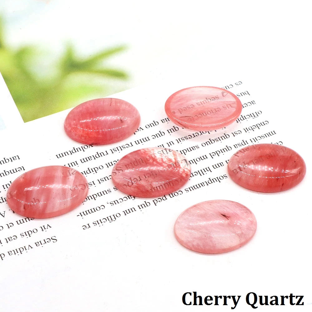 5pcs/Lot Natural Crystals Stone Oval Cabochon Beads Flat Back Cab Cameo DIY Ring Pendant Necklace Jewelry Making Accessories