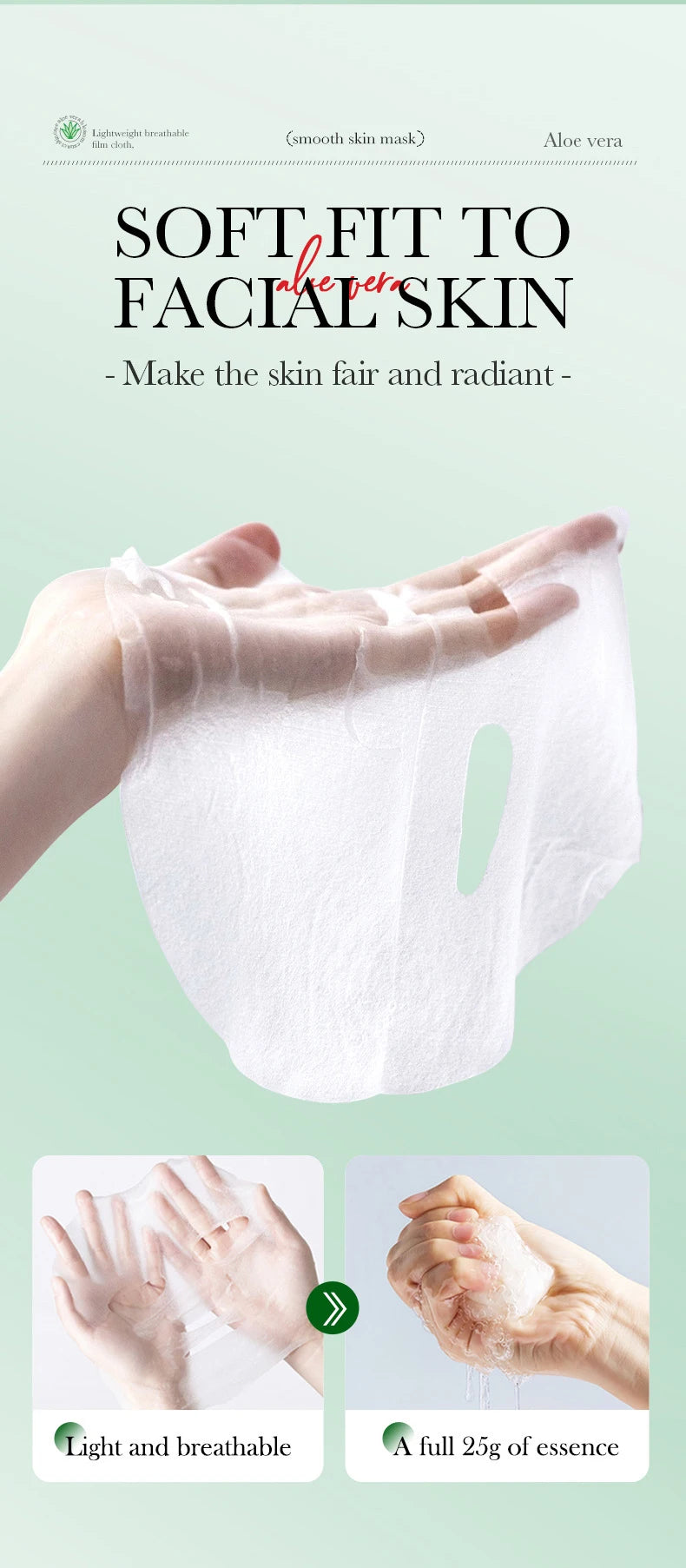 5/10pcs BIOAQUA Aloe Vera Moisturizing Facial Masks for Face Skin Soothing Brightening Firming Hydrating Facial Masks Skin Care - AMULET RING STORE