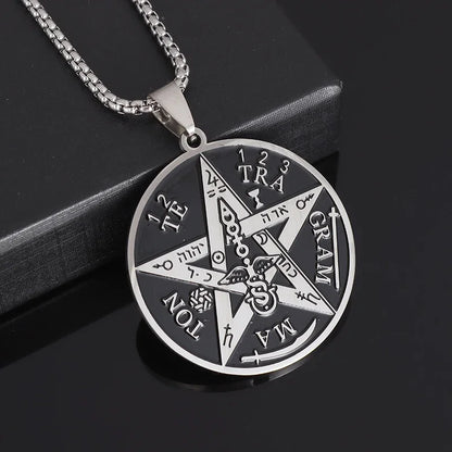 Stainless Steel 7 Archangel Seal Necklace Solomon Kabbalah Seal Pendant for Men Personality Charm Amulet Jewelry