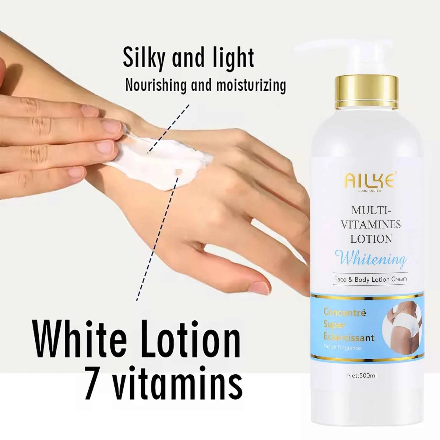 AILKE Nourishing Skin Firming Body Lotion,With VitaminB3 and Vitamin C, 500ML Pump Bottle,For Lightening Leg, Arm,Hands,Armpit