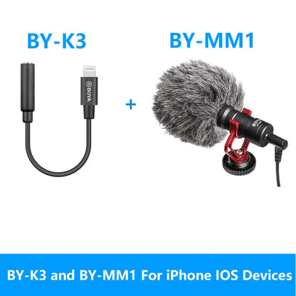 BOYA BY-MM1 Professional Cardioid Shotgun Microphone for iPhone Android Smartphone PC Canon Nikon DSLR Camera Recording Vlog