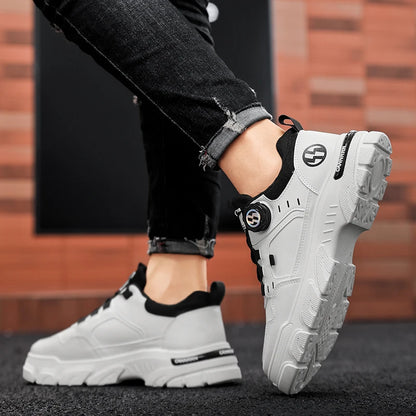 Men's boots autumn and winter new rotating shoelaces fashion casual boots youth outdoor boots anti slip soft sole workwear boots - AMULET RING STORE