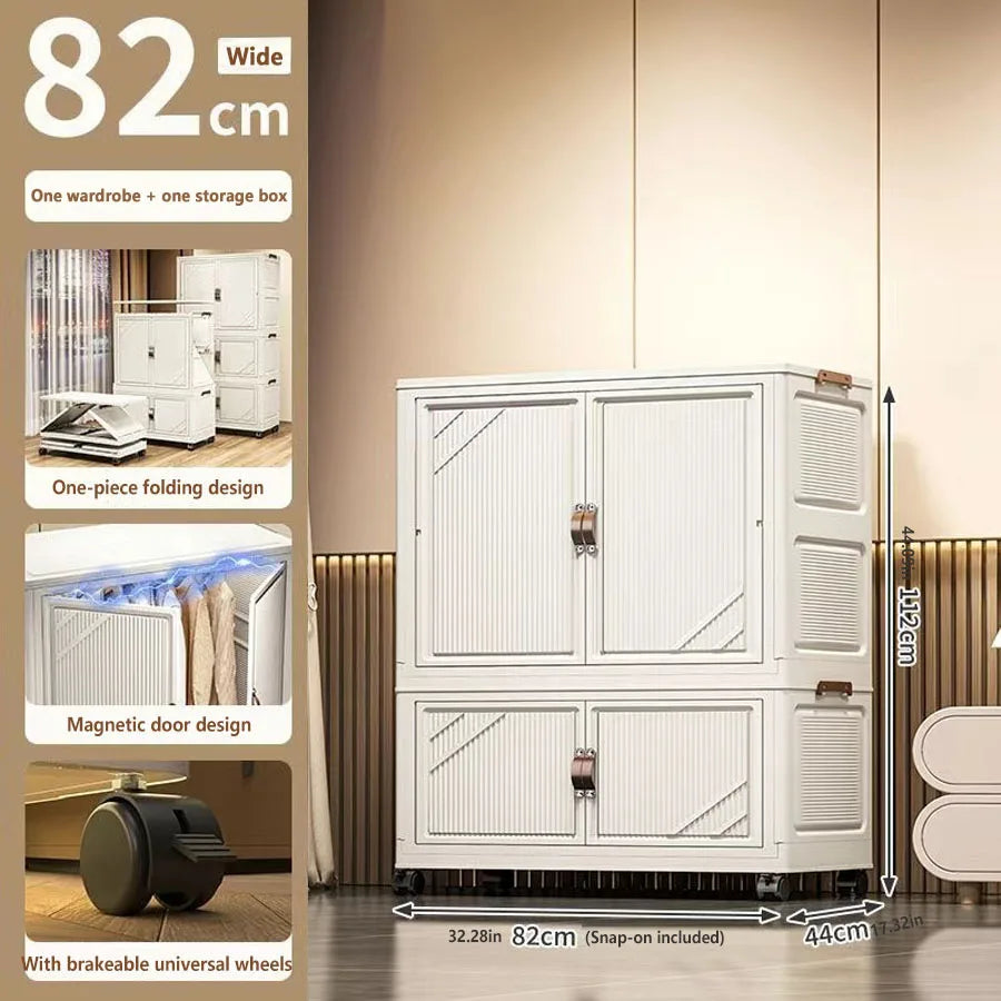 Multi-specification Multifunction White Folding Storage Cabinet Large Capacity Dustproof Wardrobe Storage Box - AMULET RING STORE