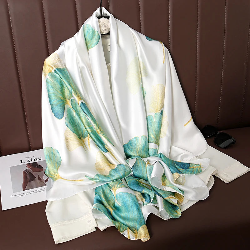 Design Satin Silk Shawl Hijab Scarf Women Fashion Summer Sunscreen Beach Stole Wraps Bufanda Female Headkerchief Echarpe New - AMULET RING STORE