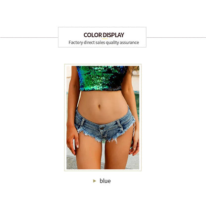 Denim Shorts for Women, Low Waisted, Sexy Summer Beach Clothing, Fashion Clothes - AMULET RING STORE