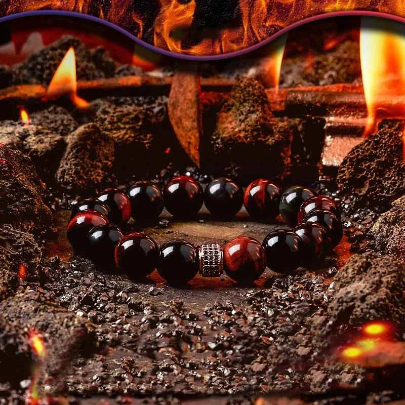 5A Real Natural Red Tiger Eye Beads Stone Bracelet Men Women Zircon Accessories Handmade Jewelry Gift for Girlfriend Wholesale