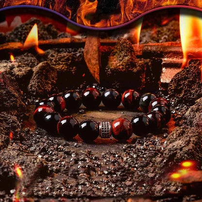5A Real Natural Red Tiger Eye Beads Stone Bracelet Men Women Zircon Accessories Handmade Jewelry Gift for Girlfriend Wholesale