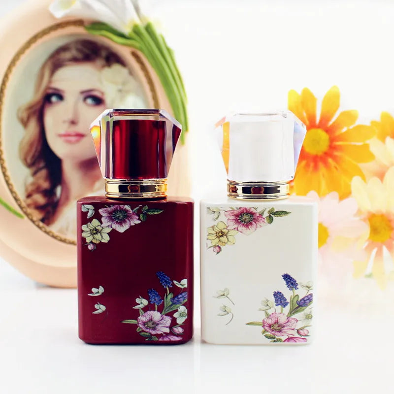 5/10pcs 50ml Square Glass Perfume Bottle Black/Pink/White/Red Spray Bottle Empty Fragrance Packaging Bottle Refillable