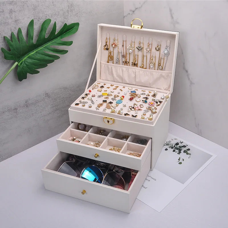Three-layer Jewelry Storage Box for High-end Exquisite Necklaces, Earrings,Gold Jewelry and Hand Accessories with Large Capacity - AMULET RING STORE
