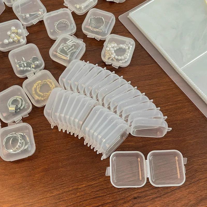 Mini Square Transparent Plastic Small Boxes Pill Jewelry Storage Case Finishing Container Storage Small Pill Box Earplug Box - AMULET RING STORE