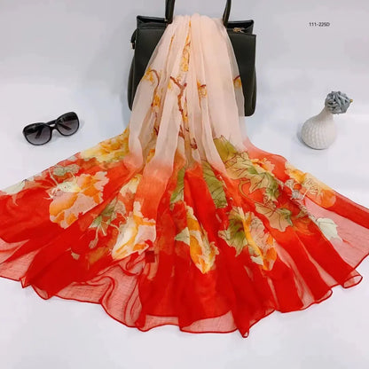 2025 Silk Scarf Women Hijab Pashmina Long Beach Stoles Shawl Wrap Headbands Spring Warm Scarves Bandana Ladies Neckscarf Foulard