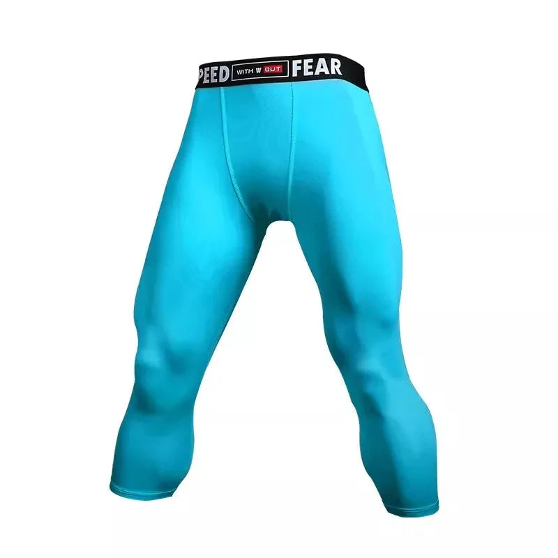 Men Kid Boy Girl GYM Capri Running Tight Pants Basketball Football Soccer Exercise Sport 3/4 Cropped Kneelet Leggings Shorts 714