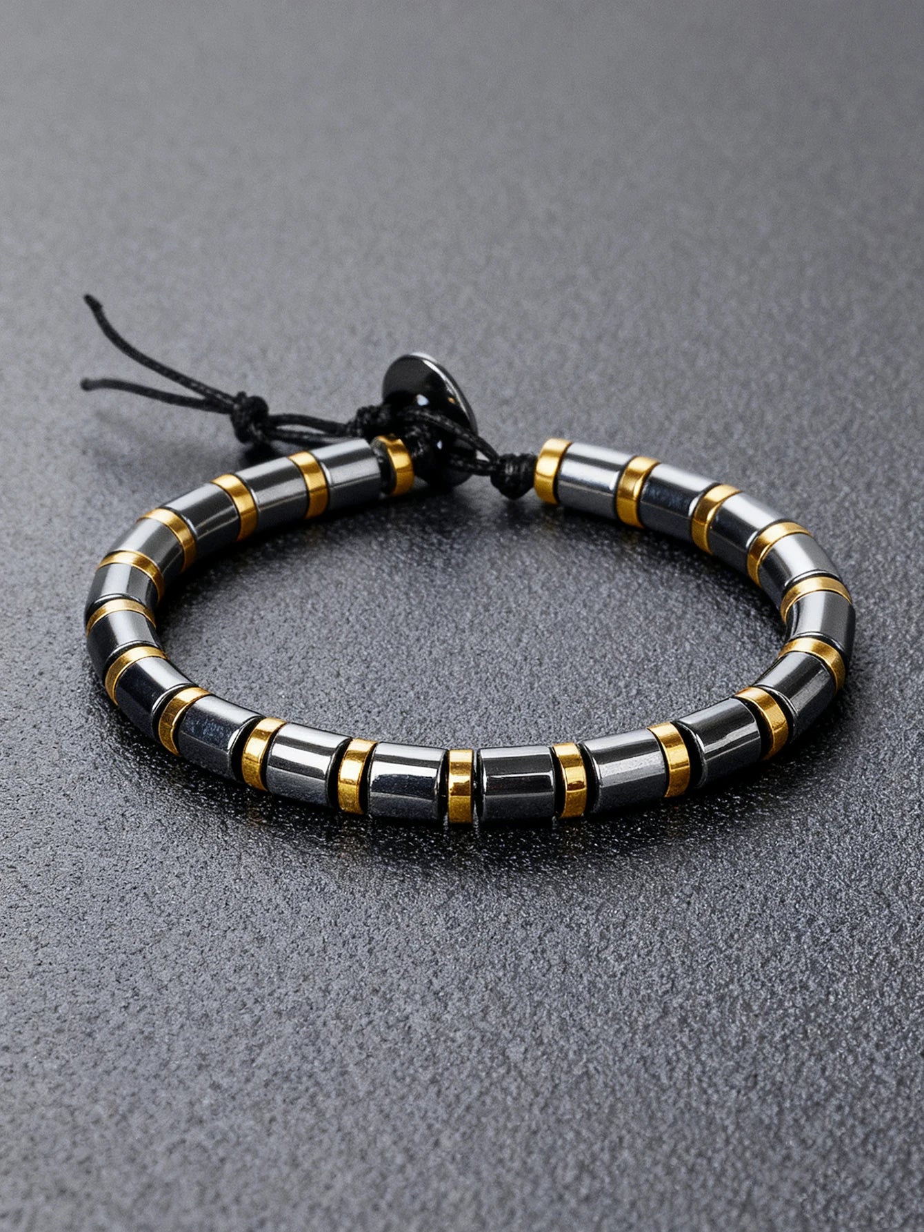 Hematite & Red Tiger's Eye Bracelet Men Natural Stone Cylinder Bead for Energy Protection Reiki Charm Courage Jewelry Women Gift