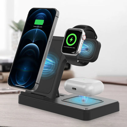 Magnetic Wireless Charger Fast 18W Adapter QC3.0 Certified Foldable Sleep-Friendly iPhone11-15 XS 8 Plus Samsung Galaxy iWatch