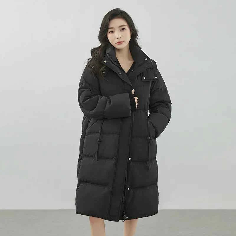 Ultra-Warm Down Jacket for Women 2025 Winter New Arrival Hooded, Knee-Length, Thickened, Waist-Defining, Versatile Coat