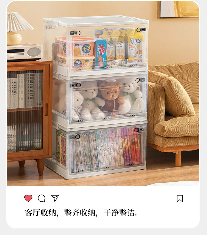Transparent Storage Bin Foldable Storage Trunk Open Storage Box Home Wardrobe Clothes Organizer Large Capacity Sundries Box - AMULET RING STORE