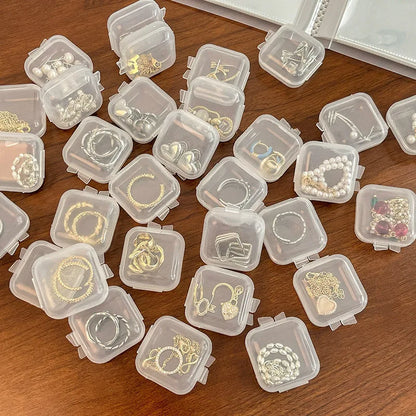 Mini Square Transparent Plastic Small Boxes Pill Jewelry Storage Case Finishing Container Storage Small Pill Box Earplug Box - AMULET RING STORE