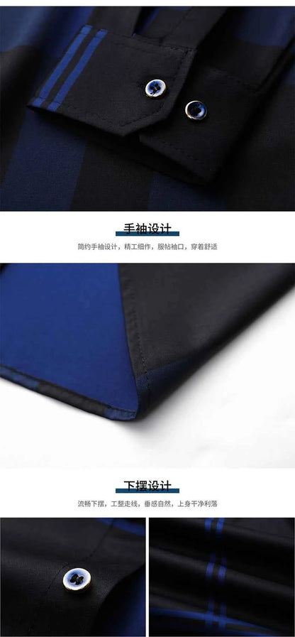 Autumn long sleeved shirt for men Business casual long sleeved plaid shirt for men