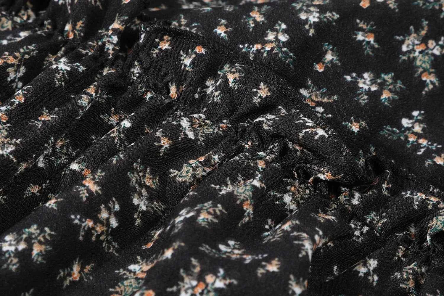 High Waist Vintage Floral Printed Women's Umbrella Skirts 2025 New Spring Autumn Black Casual Loose Straight A-line Skirt Female