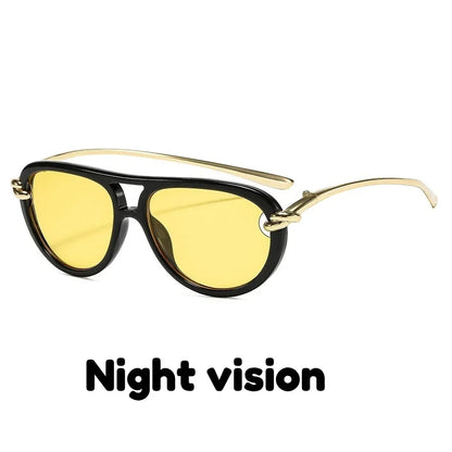 New Fashionable Personalized Toad Sunglasses Knot Double Bridge Metal Anti UV Glasses Outdoor Trendy Street Photography