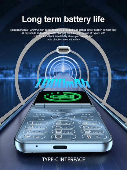 SERVO A70 Pro 3G Network Foldable Phone Speed Dial Call Recording FM Radio Flashlight Key 2.6" Screen Flip Phones 2 SIM Standby