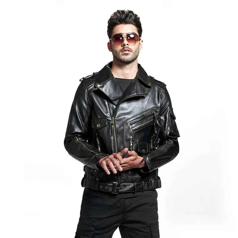 fashion Winter Winter Mens Leather Jacket Men Fashion Motorcycle PU Leather Jacket Cool Zipper Pockets Leather Coats Clothing
