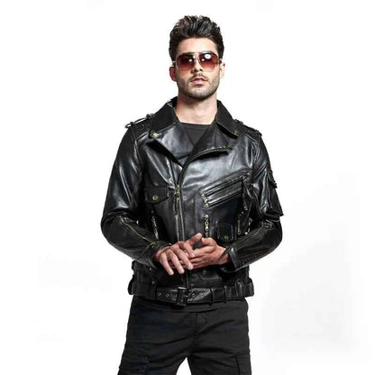 fashion Winter Winter Mens Leather Jacket Men Fashion Motorcycle PU Leather Jacket Cool Zipper Pockets Leather Coats Clothing
