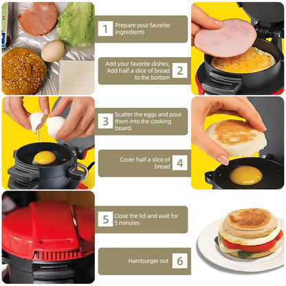Portable Burger Sandwich Omelette Toaster Maker Breakfast Sandwich Hamburger Maker with Egg Cooker Ring Non Stick for Pancakes - AMULET RING STORE