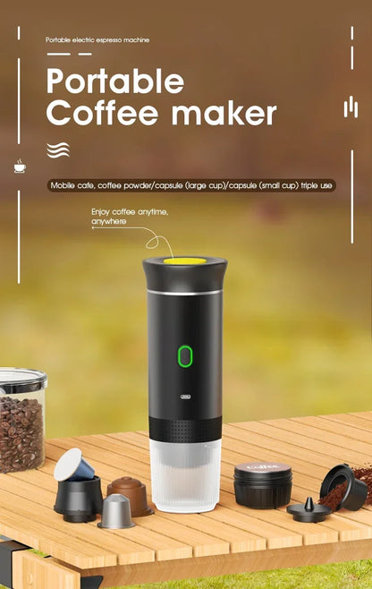 Portable Wireless Electric Espresso Coffee Machine For Travel &Car &Home Camping Coffee Maker 3-in-1 Capsule Powder Coffee Maker - AMULET RING STORE