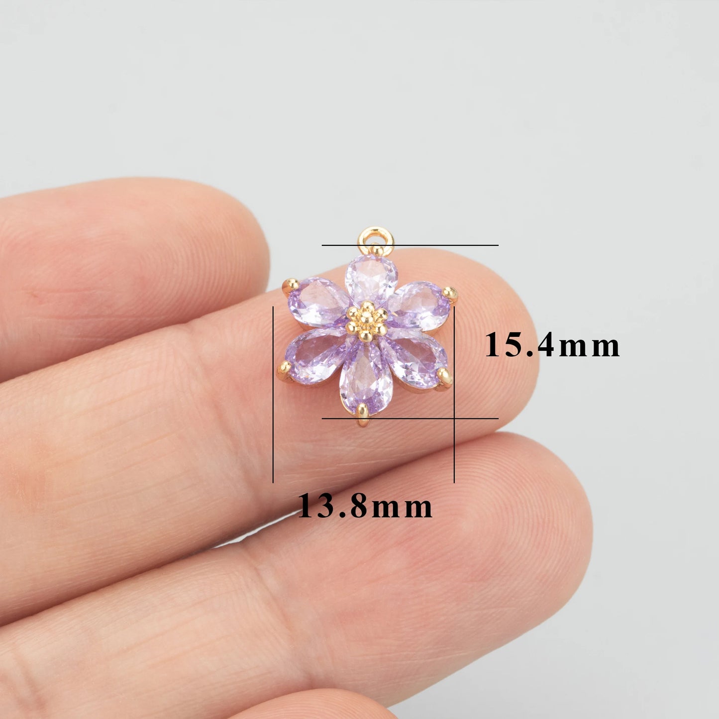 GUFEATHER,6pcs/lot,MC78,jewelry accessories,18k gold plated,nickel free,copper,zircon,hand made,flower shape,charms,diy pendants - AMULET RING STORE