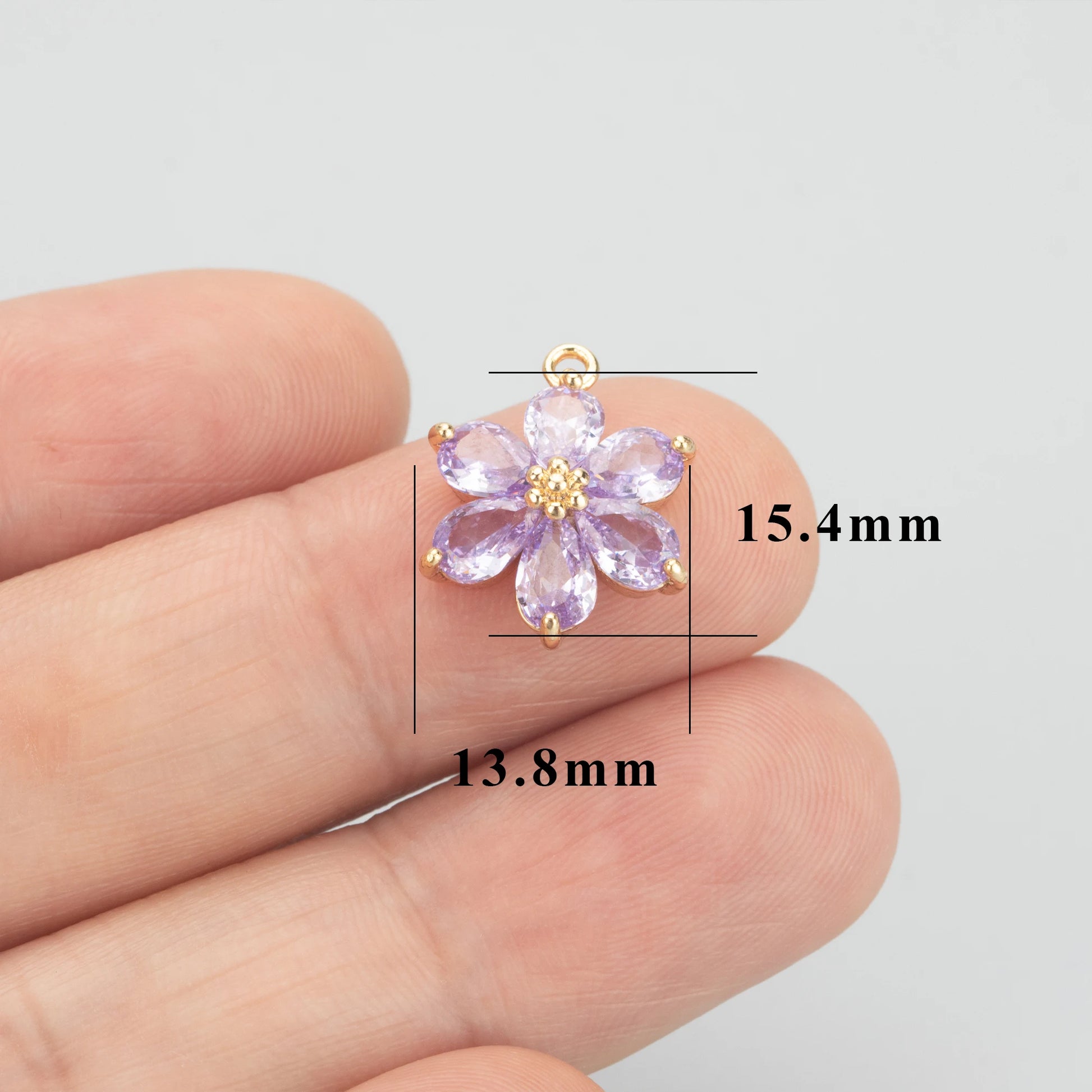 GUFEATHER,6pcs/lot,MC78,jewelry accessories,18k gold plated,nickel free,copper,zircon,hand made,flower shape,charms,diy pendants - AMULET RING STORE