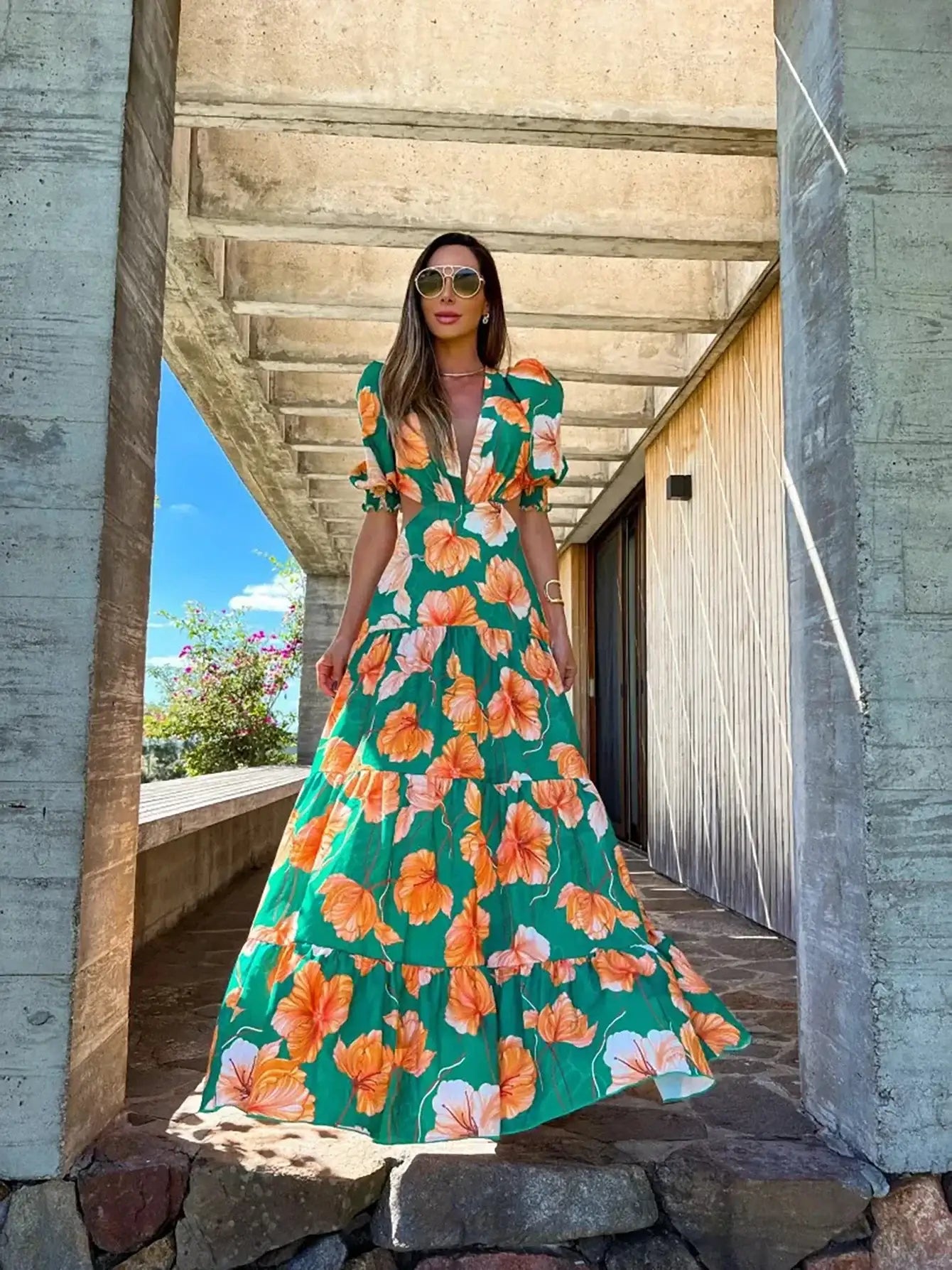 V-Neck Backless Beach Dress - Summer Beachwear - AMULET RING STORE